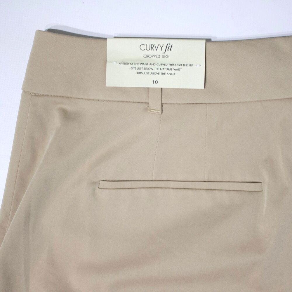 NWT Ann Taylor Curvy Fit Cropped Pants Light Beige Stretch Women Size 10 (A6) - Picture 2 of 14